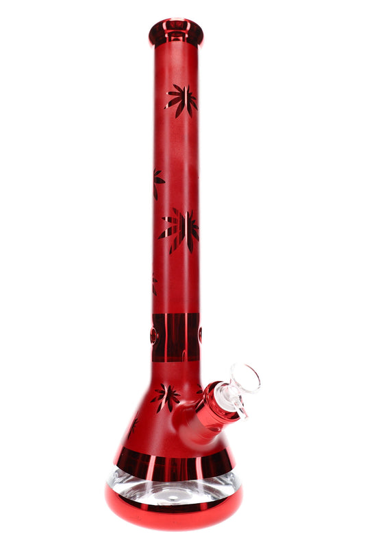 Metallic Leaf Glass Beaker Bong “Leaf Luxe” – Ice Pinch – 18″