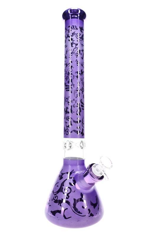 Metallic Vine Glass Beaker Bong “Vine Shine” – Ice Pinch – 18″