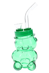 Colored Glass Bear Bong “Honey Puff” – 4″