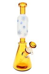 6B Glass Leaf Accent Glass Beaker Bong – 11″ – Assorted Colors