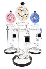 6B Glass Donut Inline Perc Glass Bong – 11″ – Assorted Colors