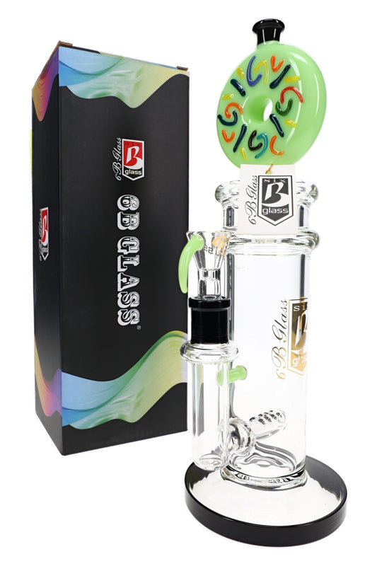 6B Glass Donut Inline Perc Glass Bong – 11″ – Assorted Colors - Discreet Smoker