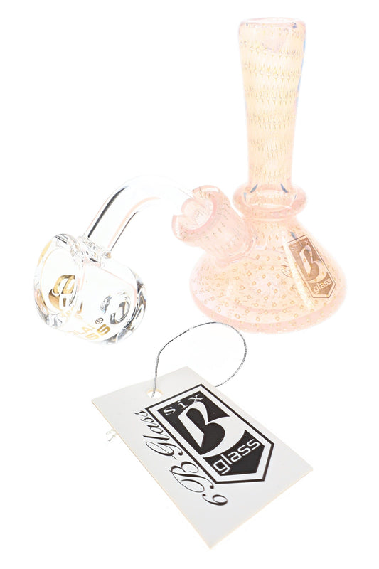 6B Glass Silver Fumed Bubble Beaker Dab Rig – 10 mm – 3½″ – Assorted Colors - Discreet Smoker
