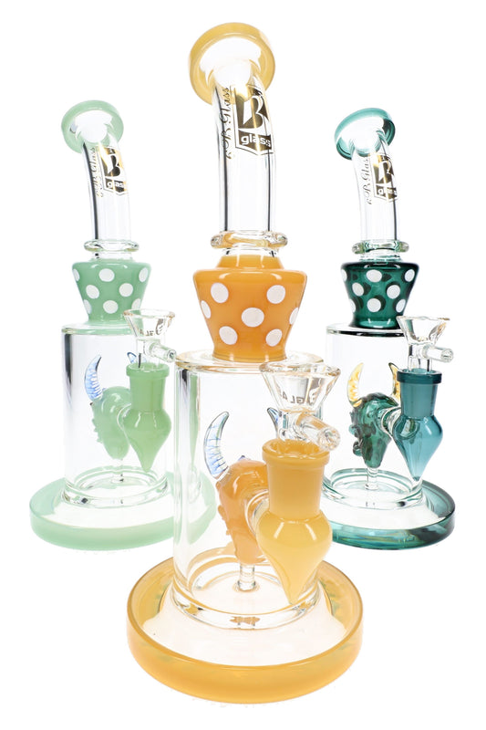 6B Glass Devil Perc Stemless Bong – 9.5″ – Assorted - Discreet Smoker