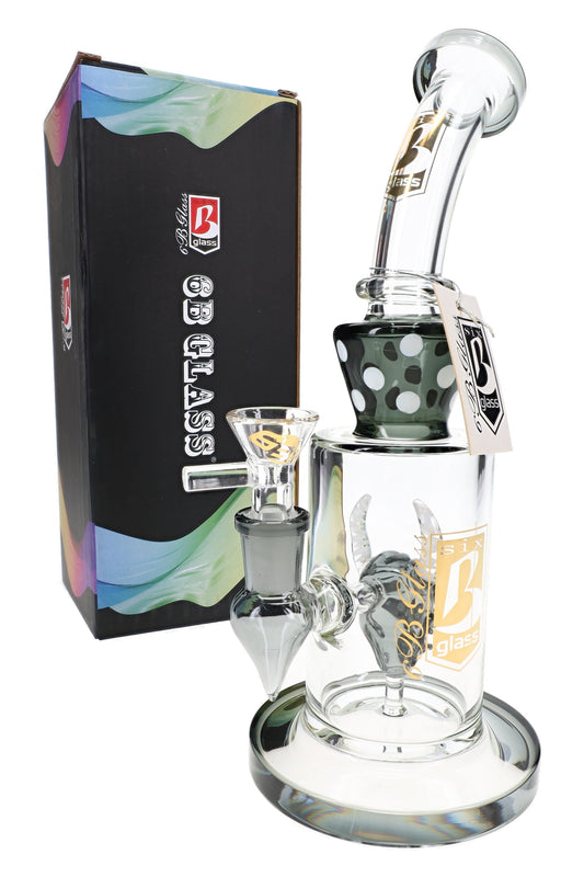 6B Glass Devil Perc Stemless Bong – 9.5″ – Assorted - Discreet Smoker