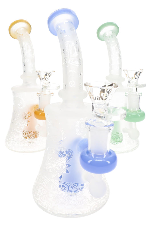 6B Glass Frosted Showerhead Perc Bong – 7½″ – Assorted Colors - Discreet Smoker