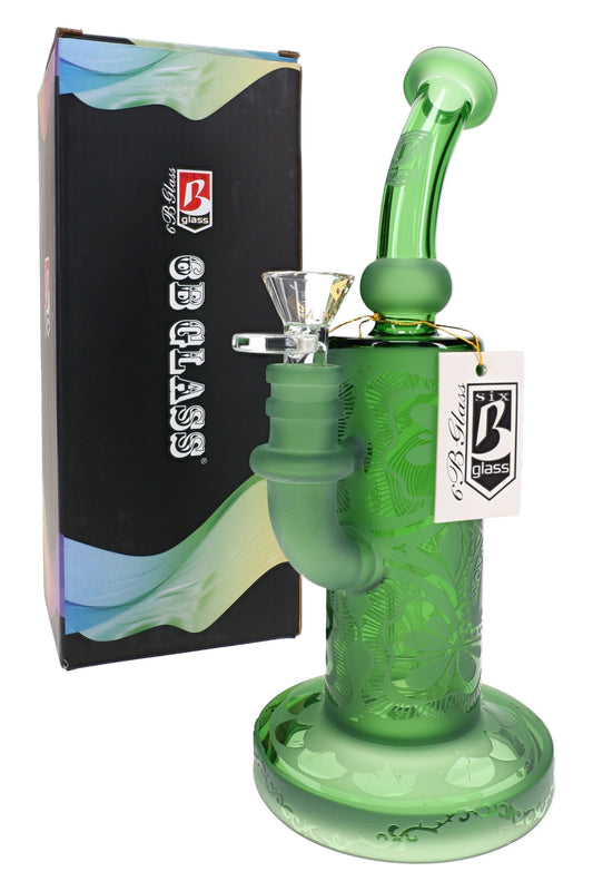 6B Glass Frosted Floral Showerhead Perc Bong – 9½″ – Assorted Colors - Discreet Smoker