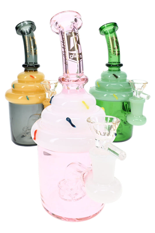 6B Glass Cupcake Showerhead Perc Bong – 7″ – Assorted Colors - Discreet Smoker