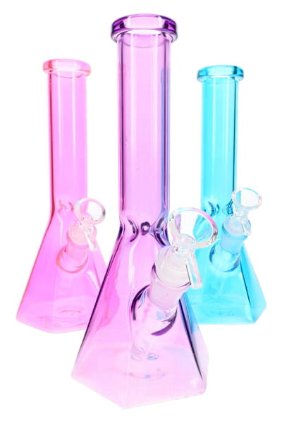 Colored Glass Hexagon Beaker Bong “Hex Haze” – 10″ – Assorted Colors - Discreet Smoker