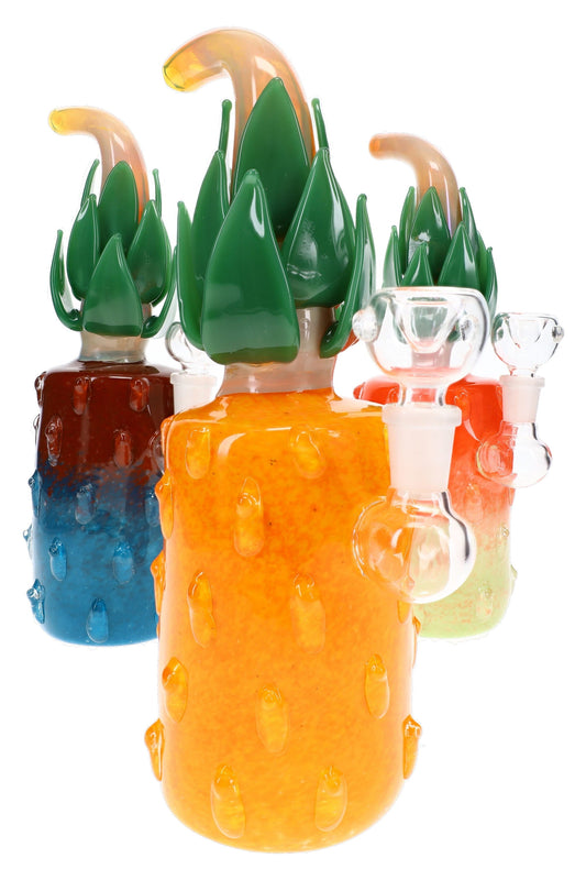Silver-Fumed Frit Pineapple Glass Bong “Tropic Torch” – 14.5 mm – 10½″ - Discreet Smoker