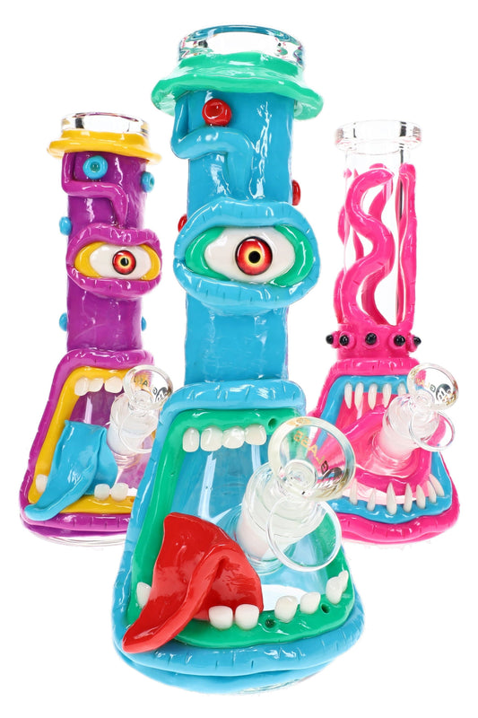 6B Glass Monster Resin Beaker Bong – 18.8 mm Female – 9.5″ – Assorted - Discreet Smoker