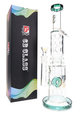 6B Glass 14.5 mm Female Donut Barrel Perc Bong – 14″ – Assorted Colors - Discreet Smoker