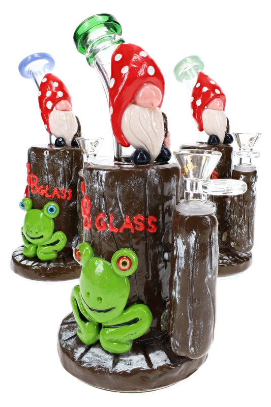 6B Glass Mushroom Gnome Honeycomb Perc Bong – 14.5 mm Female – 8.5″ – Assorted - Discreet Smoker