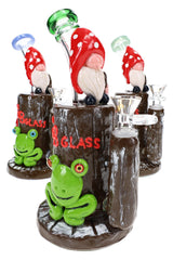 6B Glass Mushroom Gnome Honeycomb Perc Bong – 14.5 mm Female – 8.5″ – Assorted