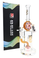 6B Glass Donut Perc Straight Bong – 14.5 mm Female – 10.5″ – Assorted Colors - Discreet Smoker