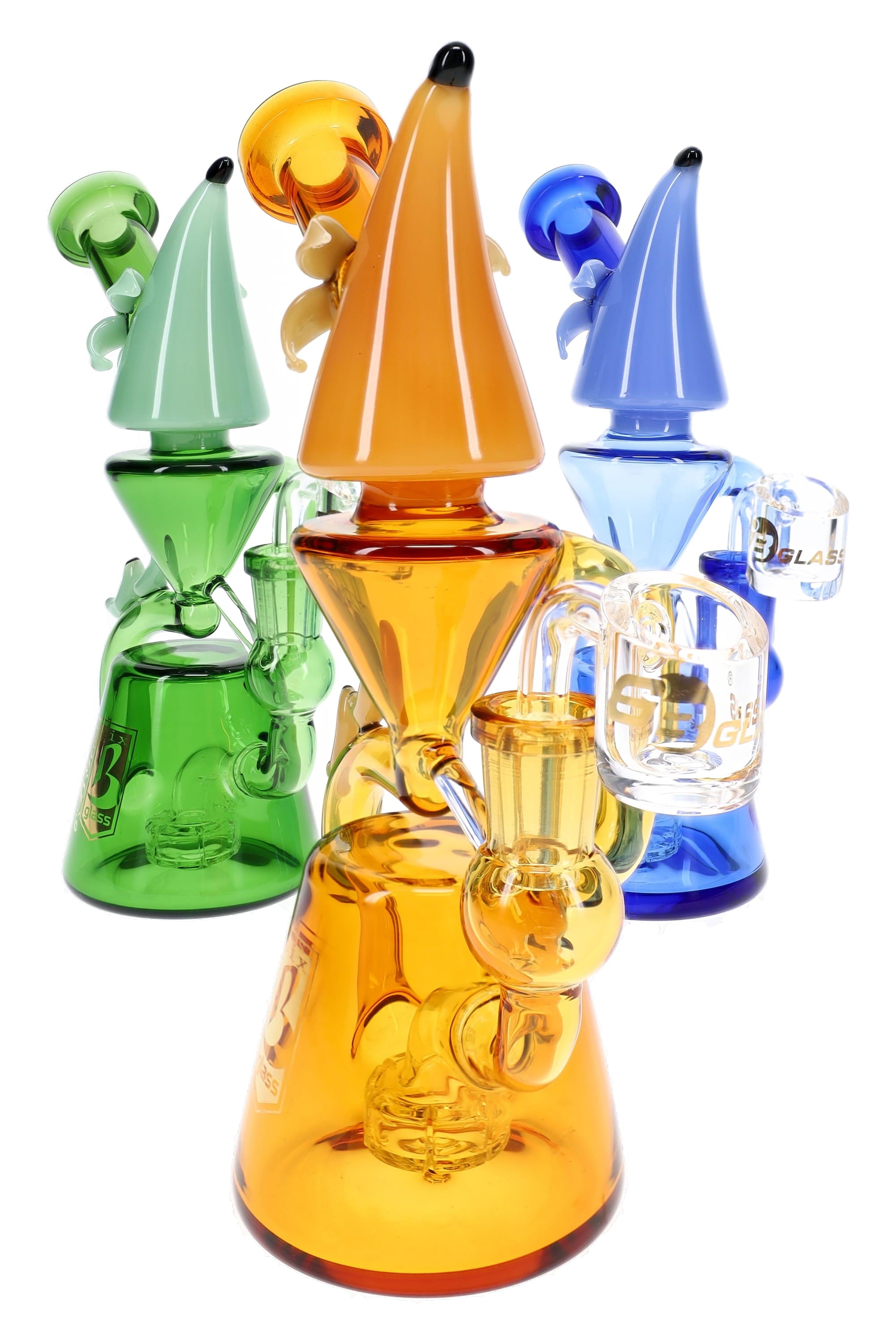 6B Glass Banana Recycler Dab Rig – 14.5 mm Female – 8″ – Assorted Colors - Discreet Smoker
