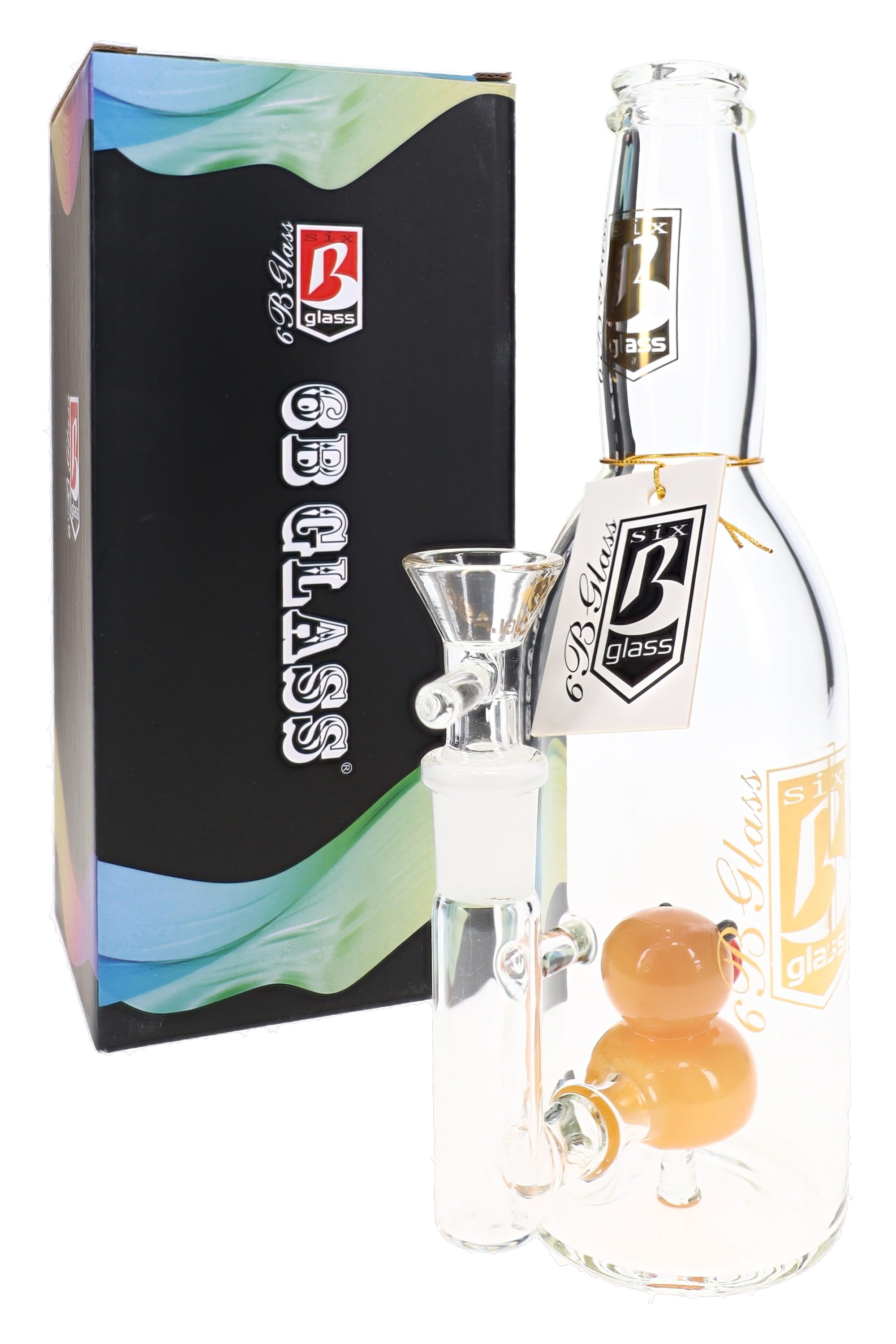 6B Glass Duck Perc Bottle Bong – 14.5 mm Female – 8.5″ – Assorted Colors - Discreet Smoker