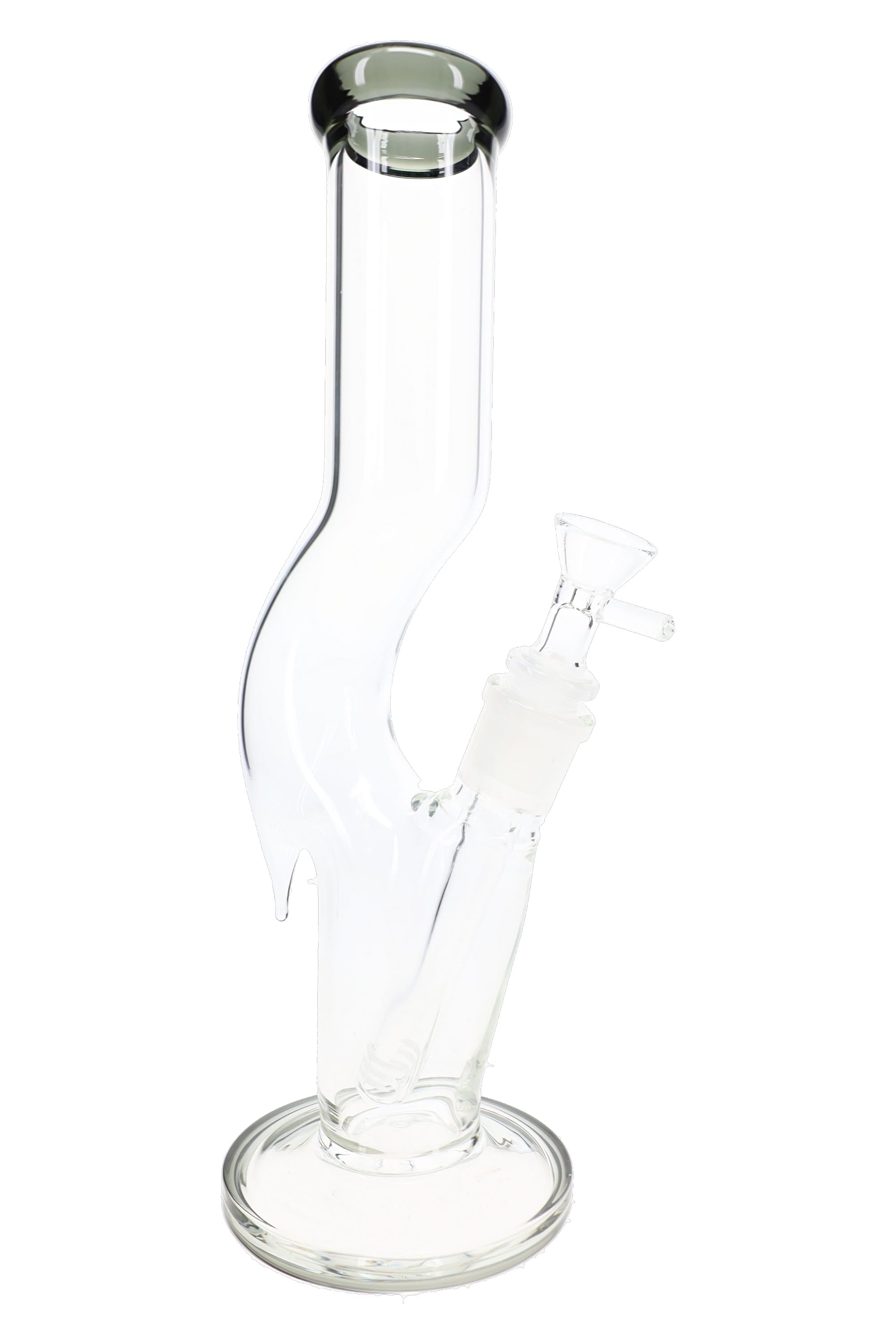 Zig Zag Glass Straight Tube Bong “Swerve Serve” – 11½″ - Discreet Smoker
