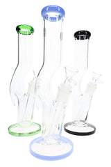 Zig Zag Glass Straight Tube Bong “Swerve Serve” – 11½″ - Discreet Smoker