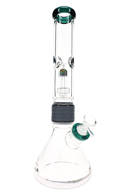 Two-Part Dome Matrix Glass Beaker Bong “Split Stack” – 15½″ - Discreet Smoker