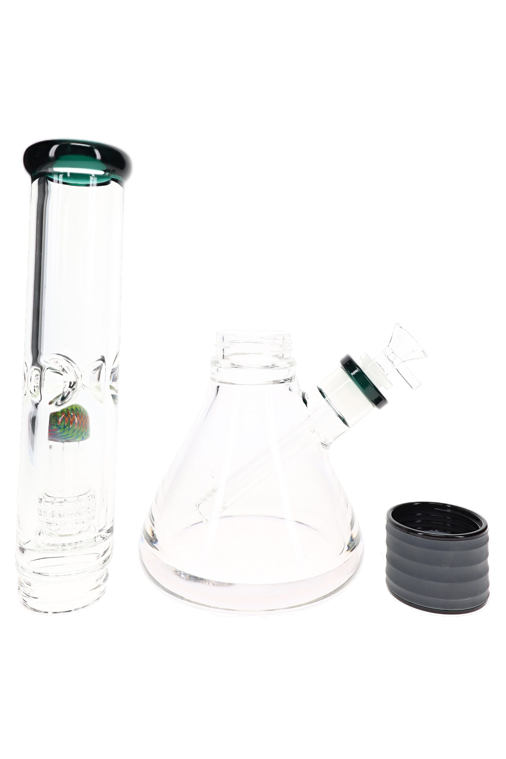 Two-Part Dome Matrix Glass Beaker Bong “Split Stack” – 15½″ - Discreet Smoker