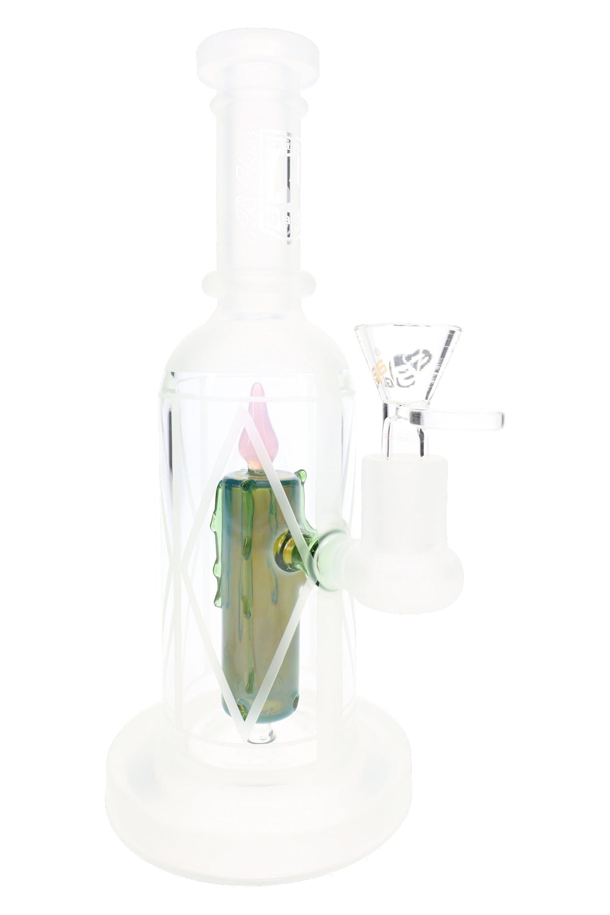 6B Glass Frosted Candle Perc Bong – 9″ - Discreet Smoker