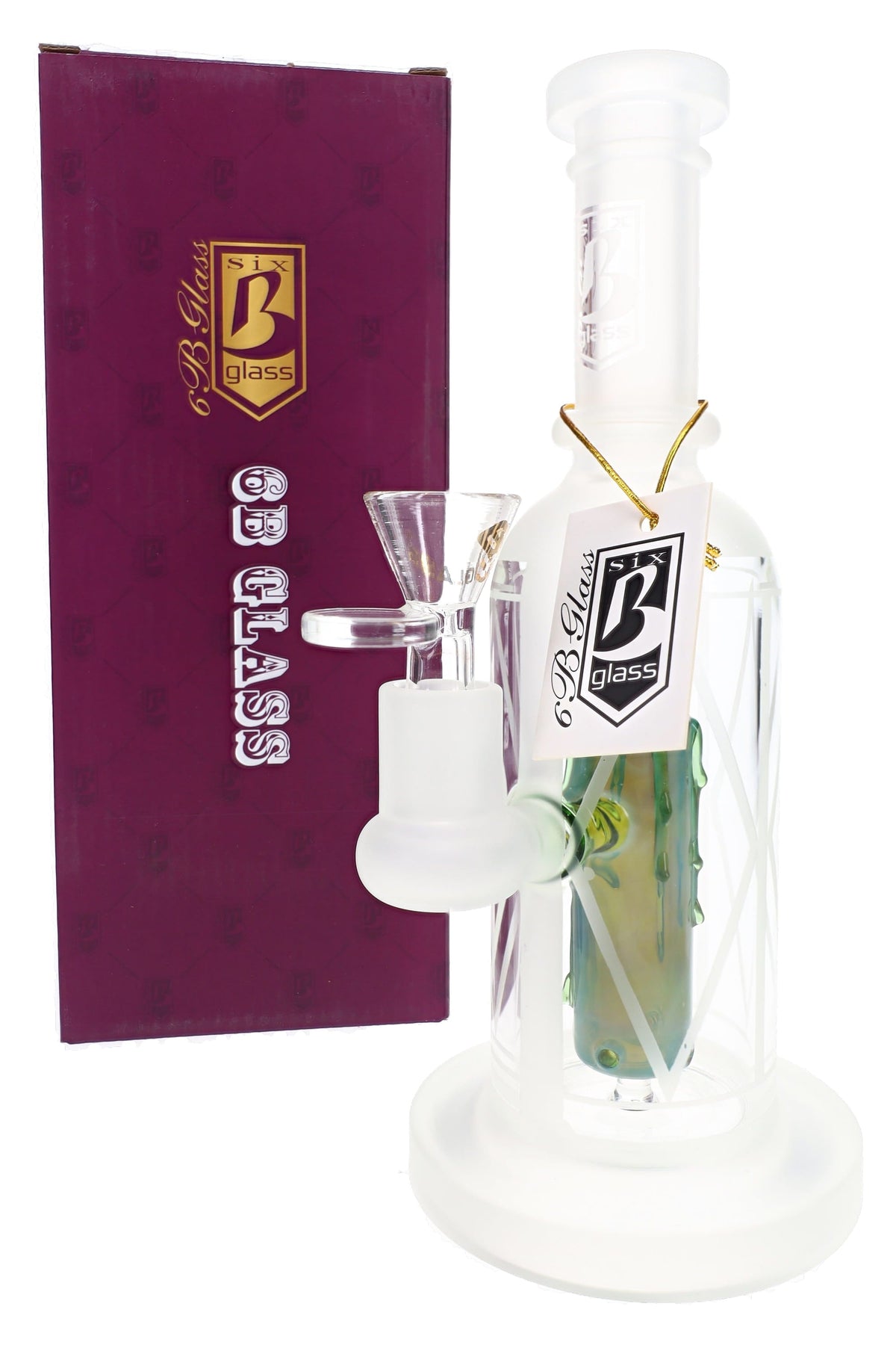 6B Glass Frosted Candle Perc Bong – 9″ - Discreet Smoker