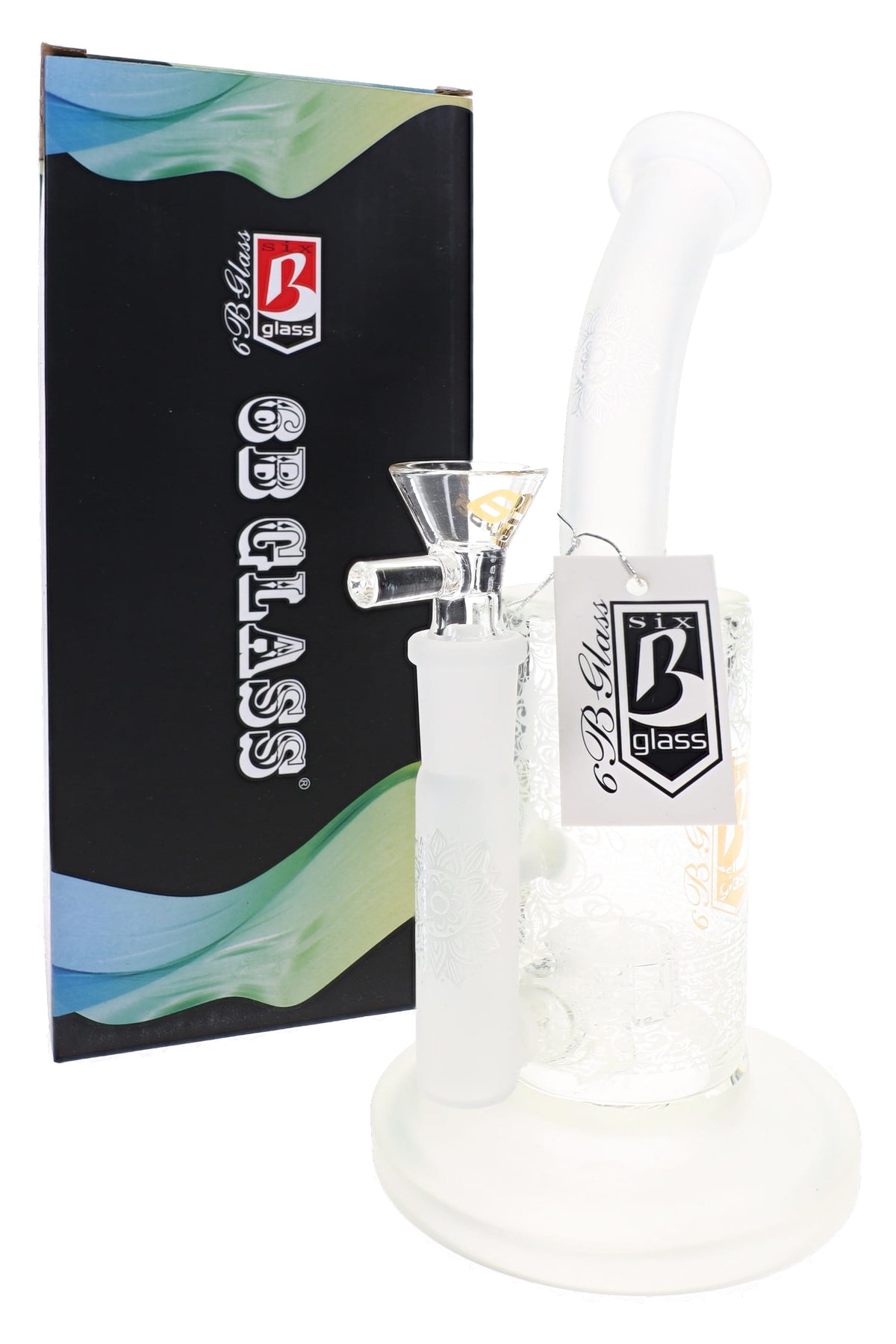 6B Glass Frosted Lotus Showerhead Perc Bong – 8½″