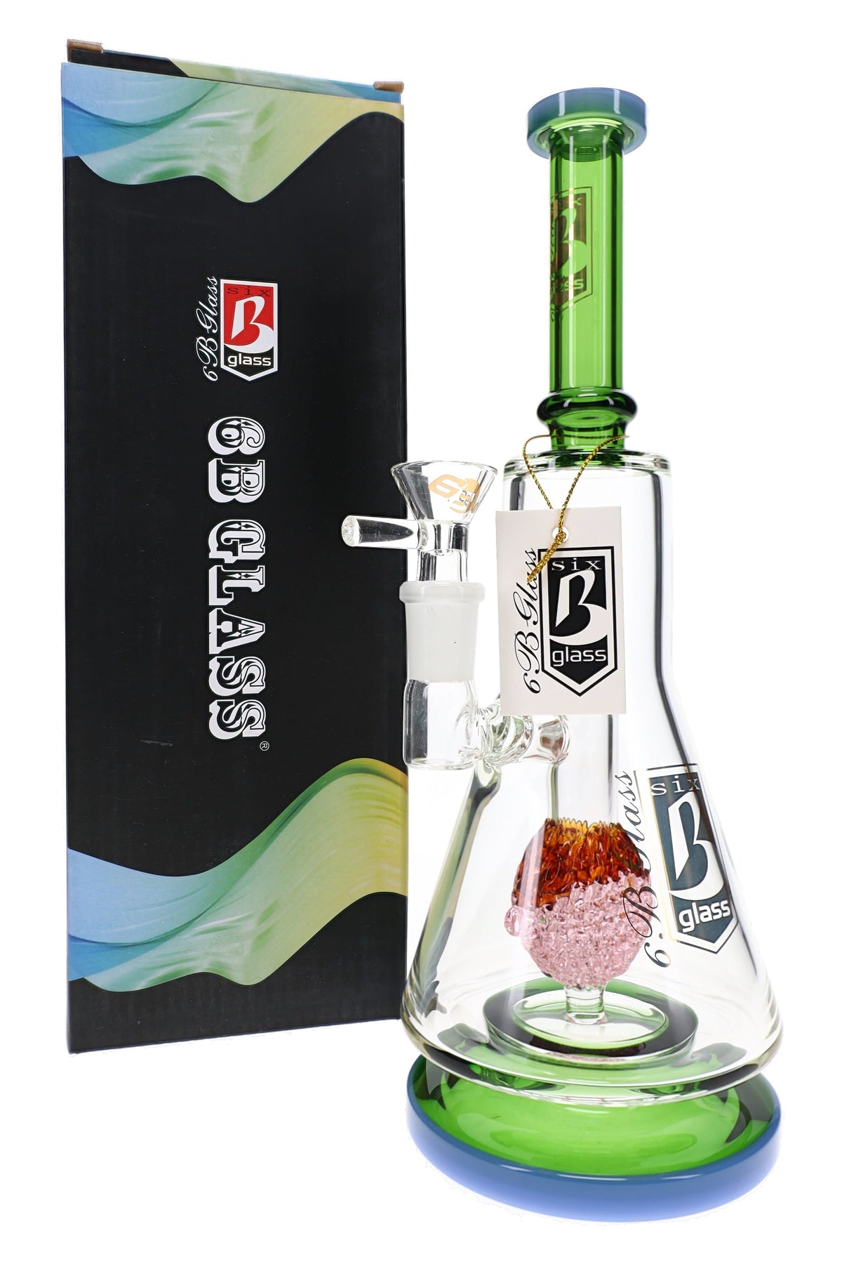 6B Glass Character Perc Beaker Bong – 10½″ – Assorted Colors