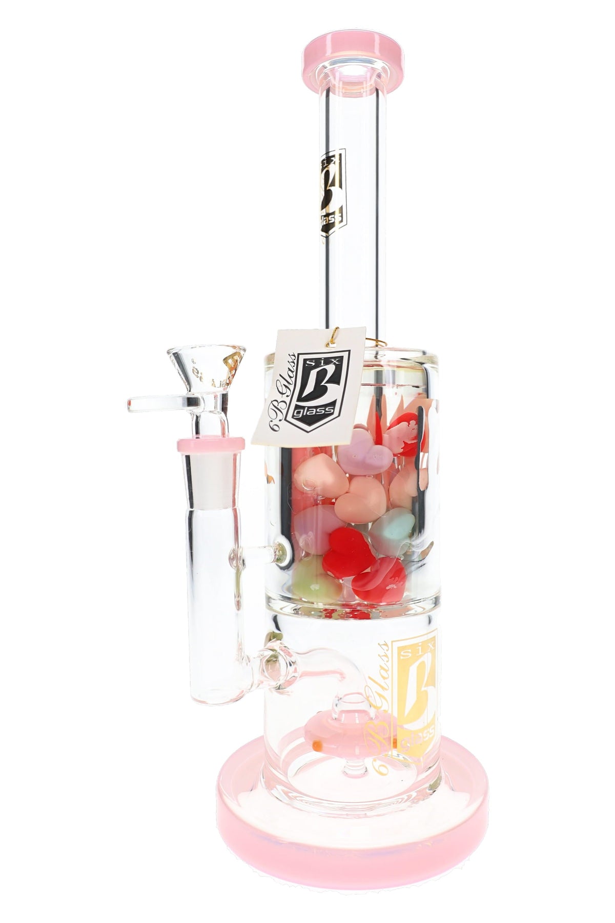6B Glass Filled Chamber Showerhead Perc Bong – 11″ – Assorted - Discreet Smoker