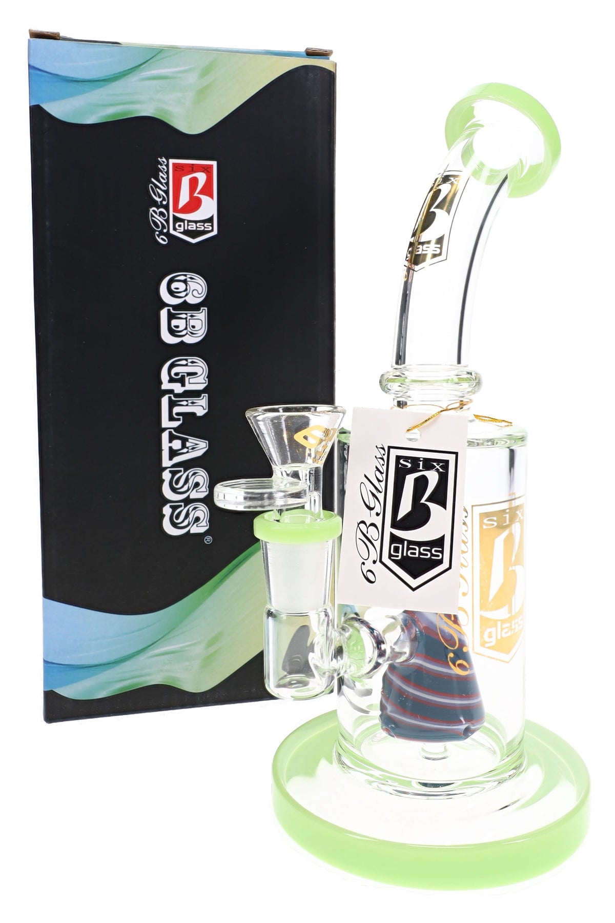 6B Glass Neon Reverse Cone Perc Bong – 8½″ – Assorted Colors - Discreet Smoker