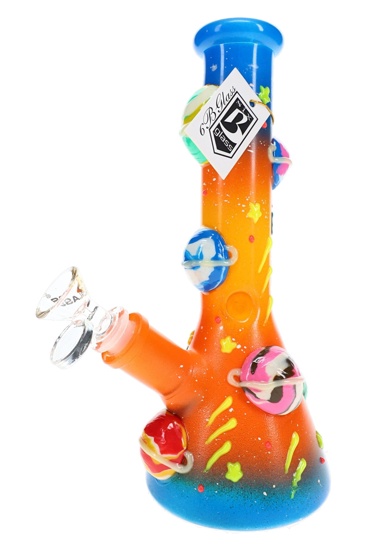 6B Glass Glow-in-the-Dark Planetary Glass Beaker Bong – 9½″ - Discreet Smoker