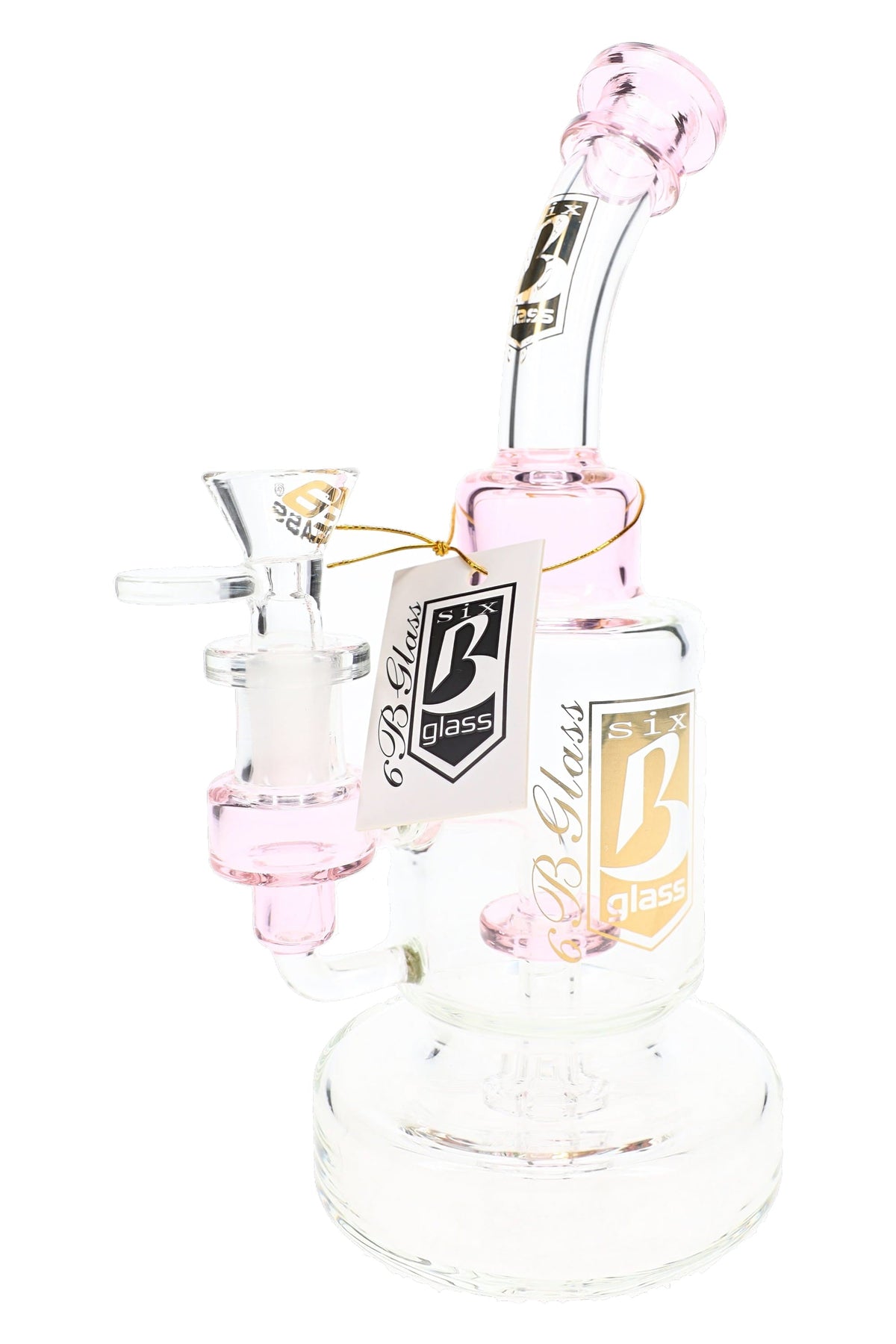 6B Glass Showerhead Perc Bong – Bent Neck – 8.5″ – Assorted Colors - Discreet Smoker