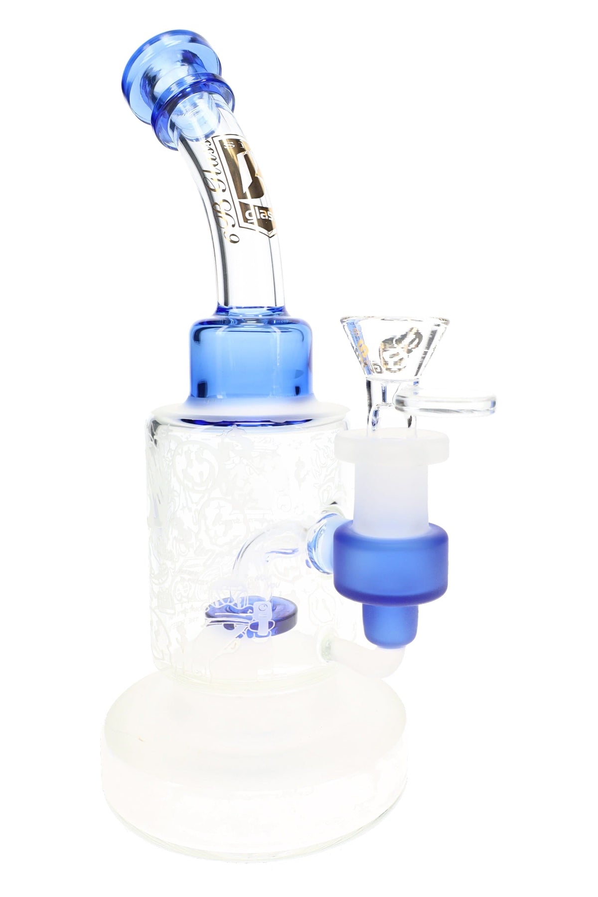 6B Glass Frosted Graphic Bong – Showerhead Perc – 8.5″ – Assorted Colors - Discreet Smoker
