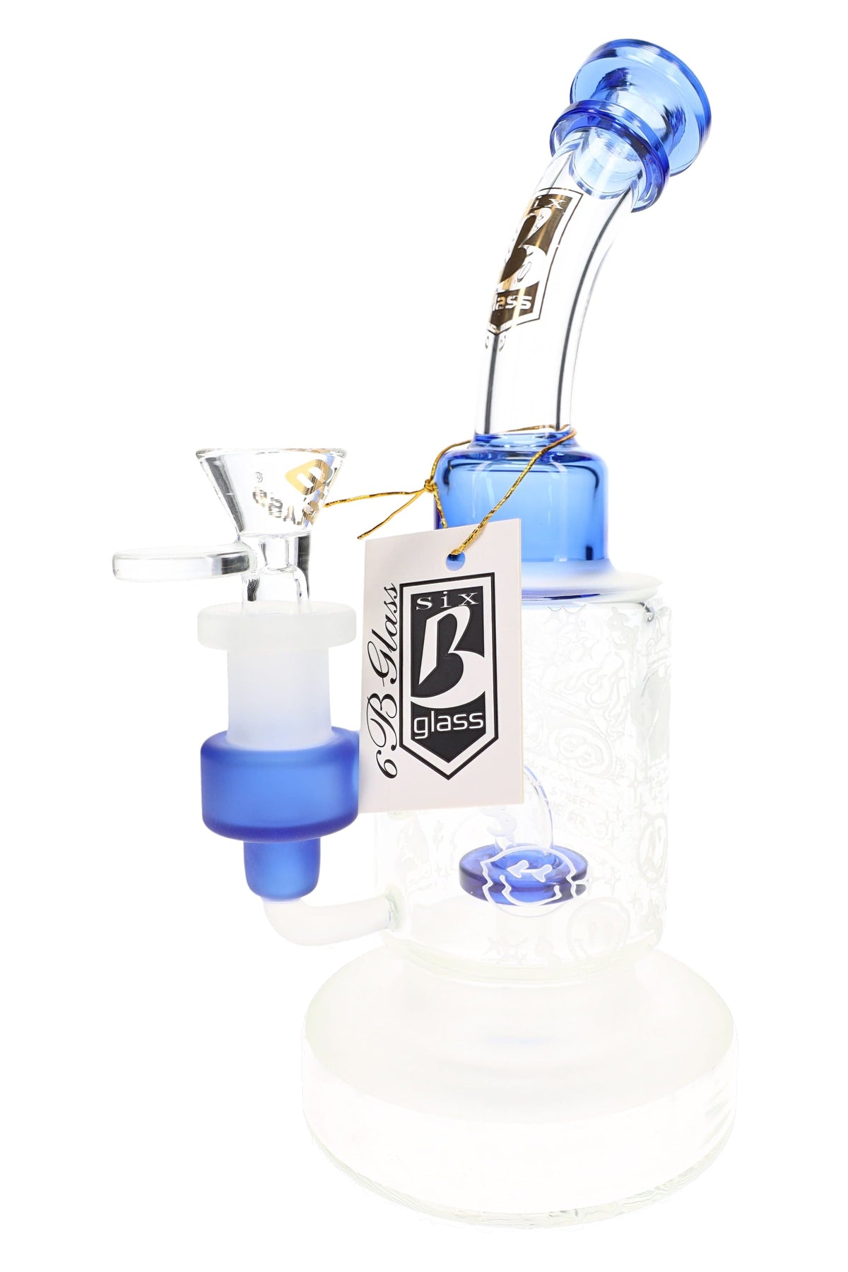 6B Glass Frosted Graphic Bong – Showerhead Perc – 8.5″ – Assorted Colors - Discreet Smoker