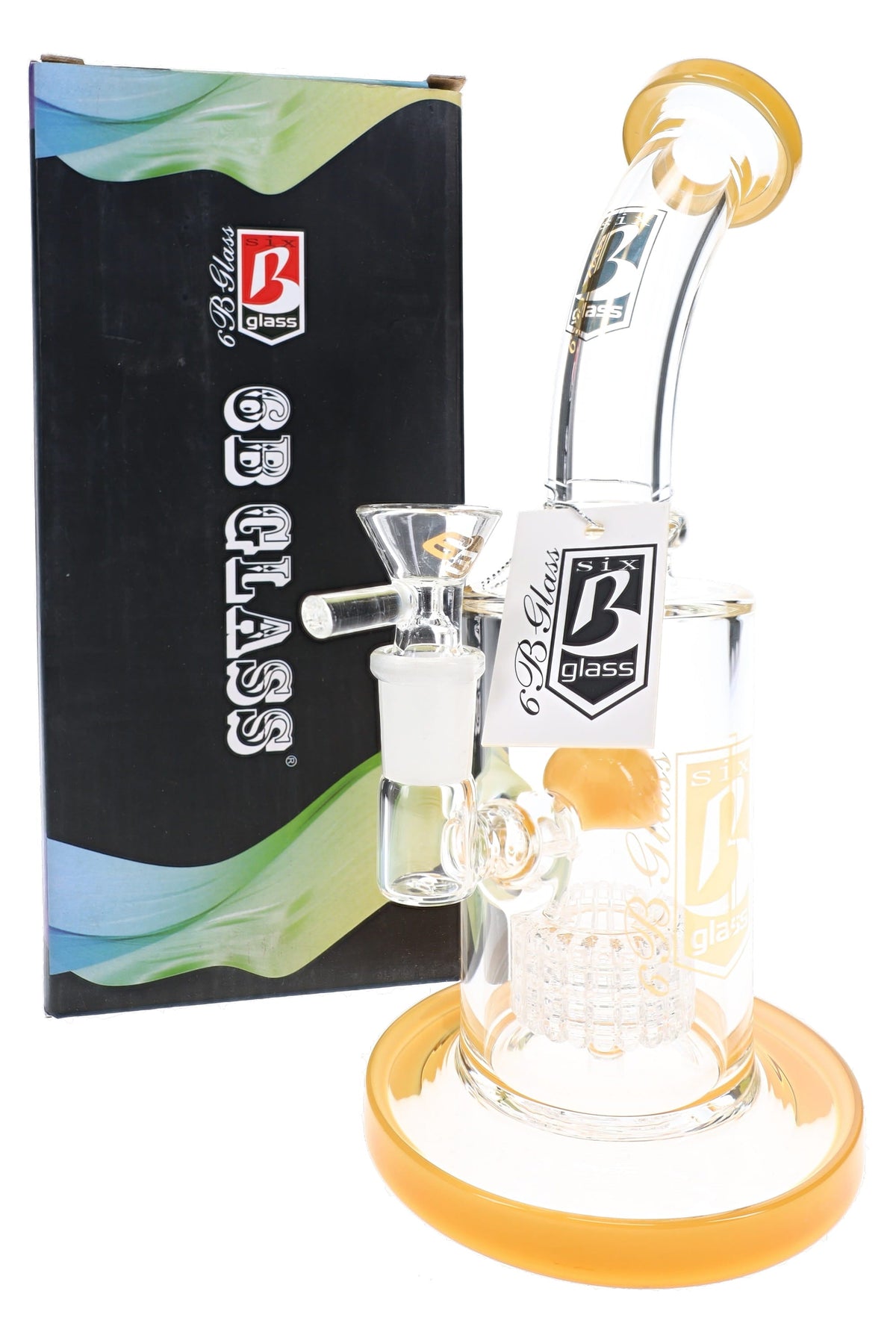 6B Glass Dome Matrix Perc Bong – Bent Neck – 9″ – Assorted Colors - Discreet Smoker