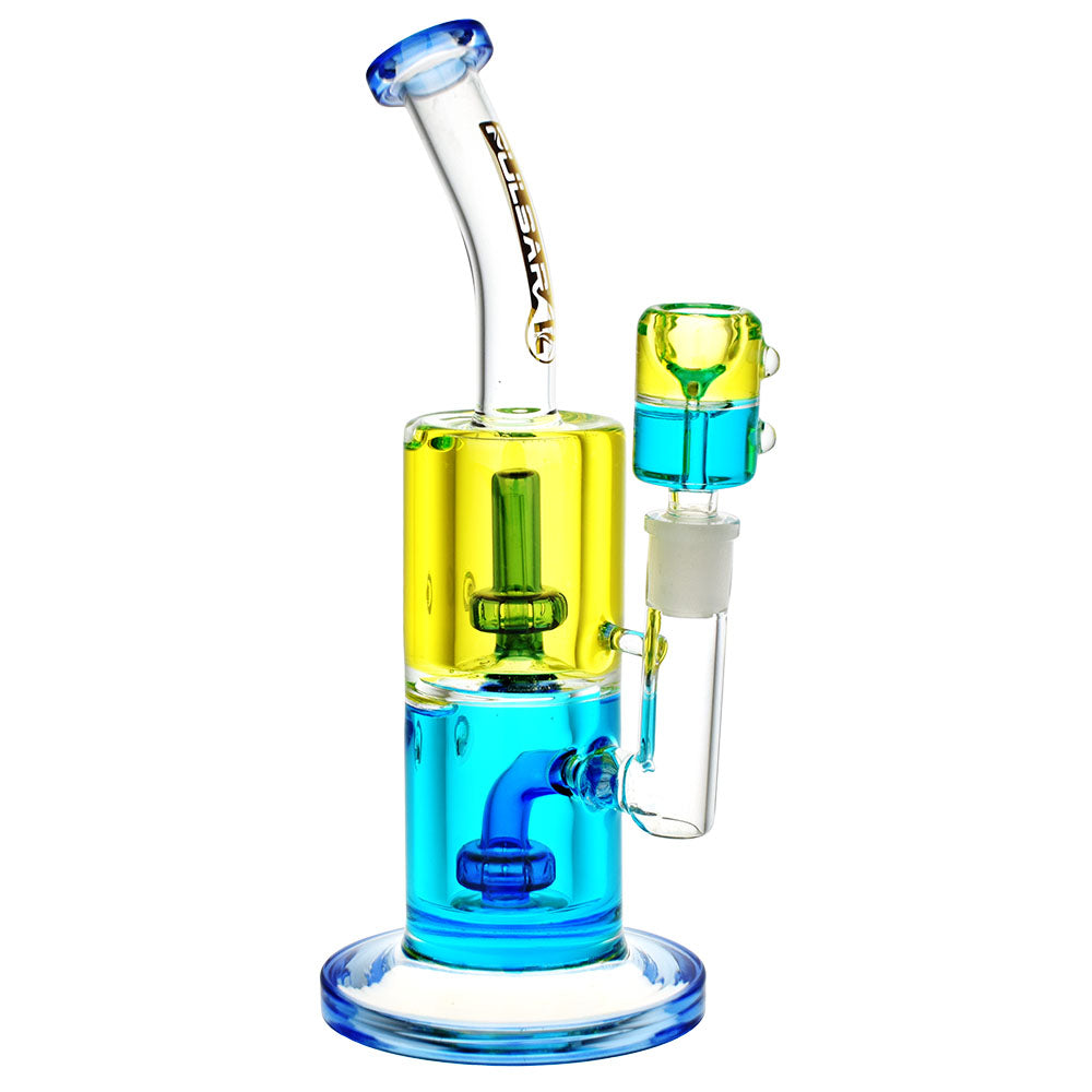 Pulsar Bicolor Glycerin Chugger Water Pipe | 9.75" | 14mm F - Discreet Smoker