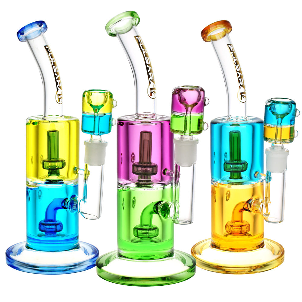 Pulsar Bicolor Glycerin Chugger Water Pipe | 9.75" | 14mm F - Discreet Smoker
