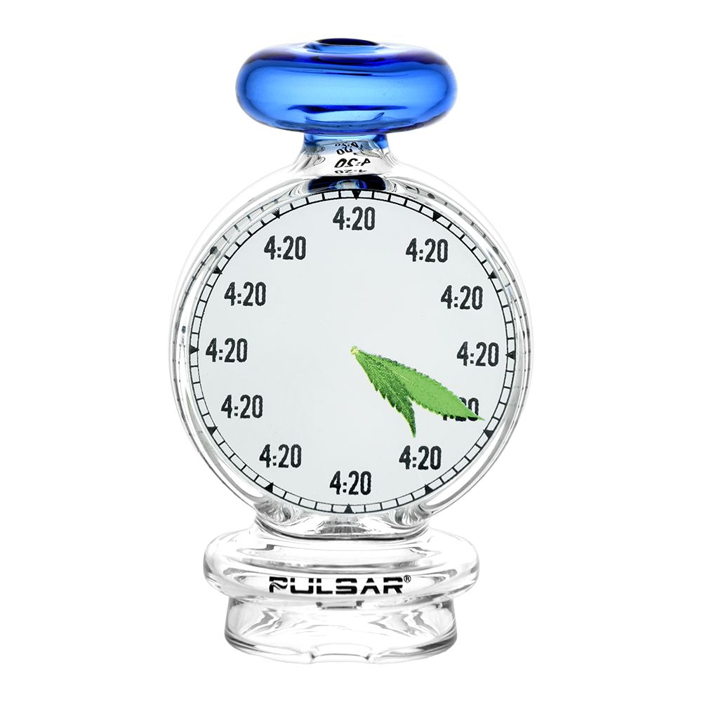 Pulsar 420 Timepiece Bubbler Attachment For Puffco Peak / Pro - 4.25" / Blue - Discreet Smoker