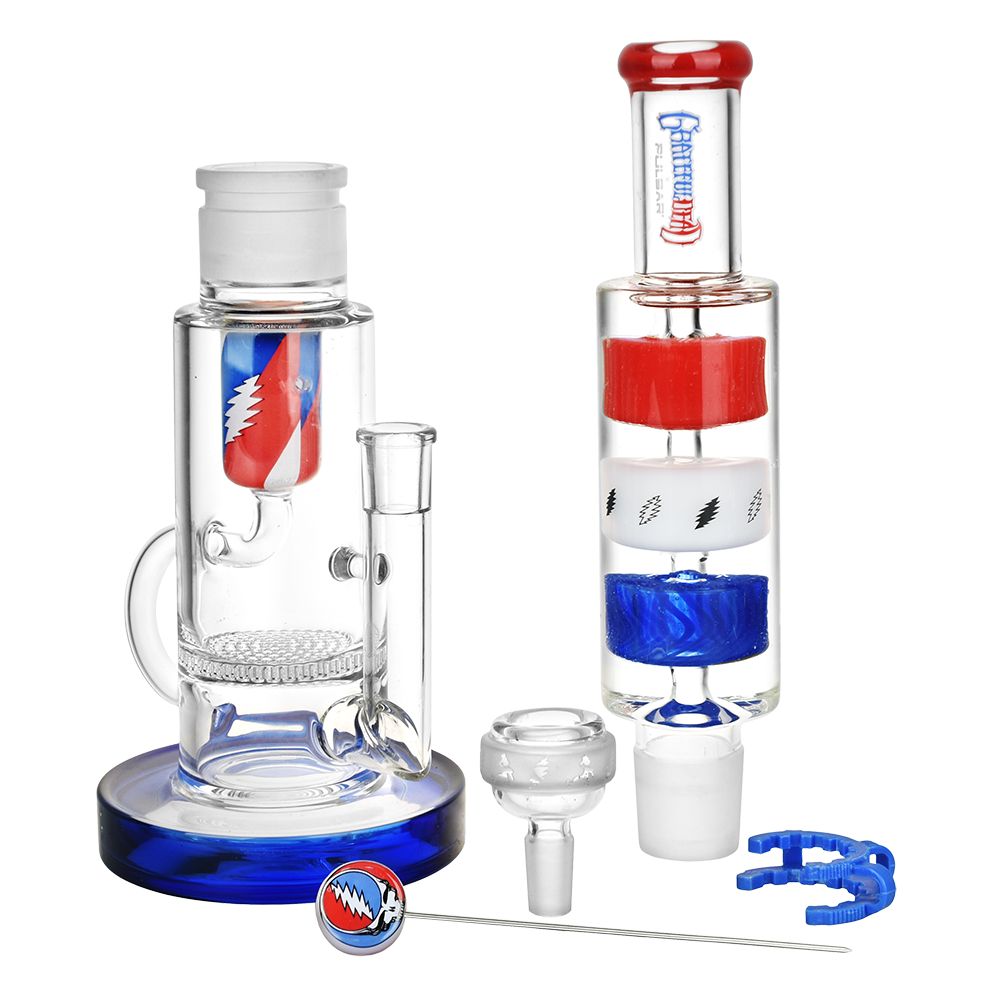 Grateful Dead x Pulsar Cool It Down Glycerin Water Pipe Kit - 16.5" / 14mm F - Discreet Smoker