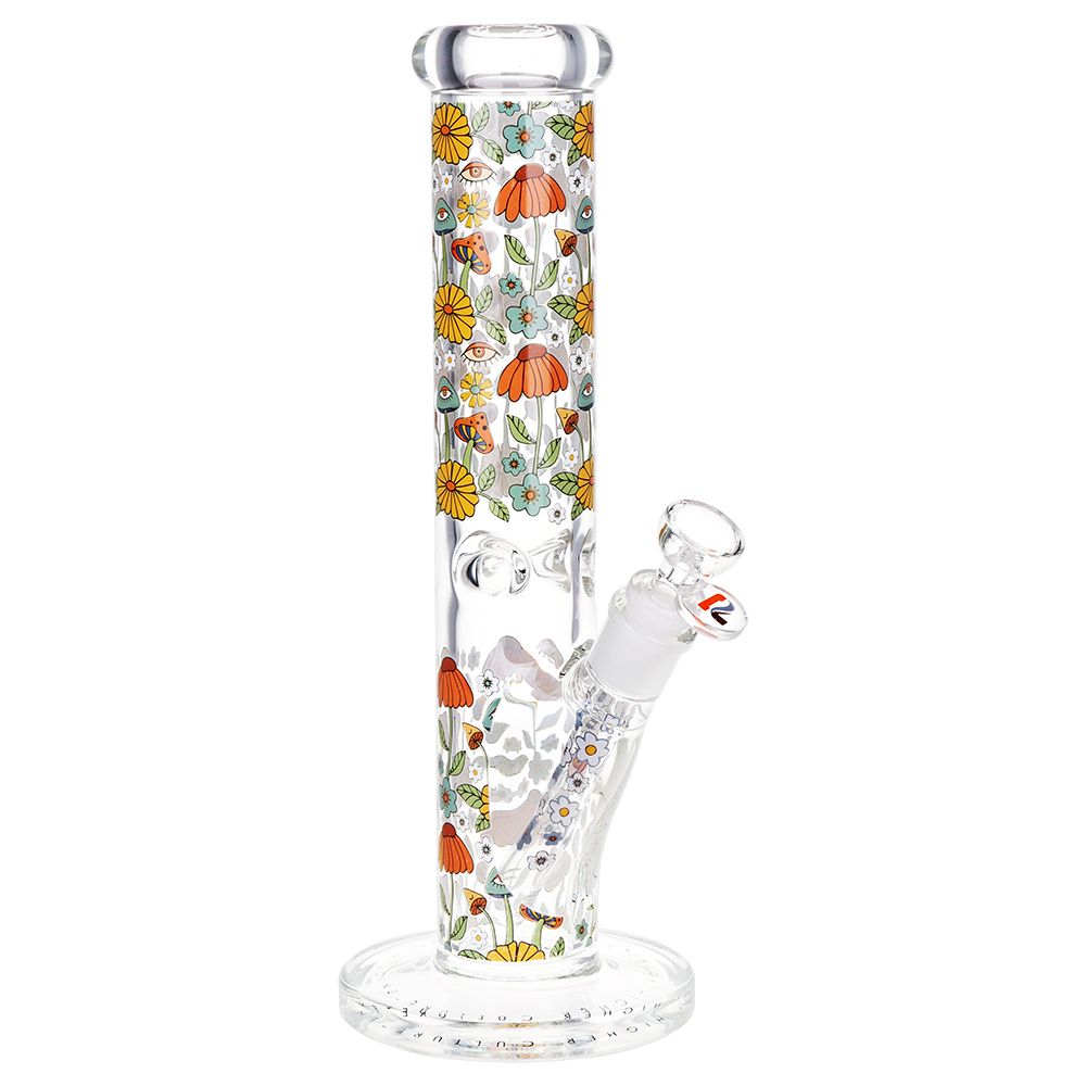Pulsar Design Series Straight Tube Glass Water Pipe - Flower Vision / 12" / 14mm F - Discreet Smoker