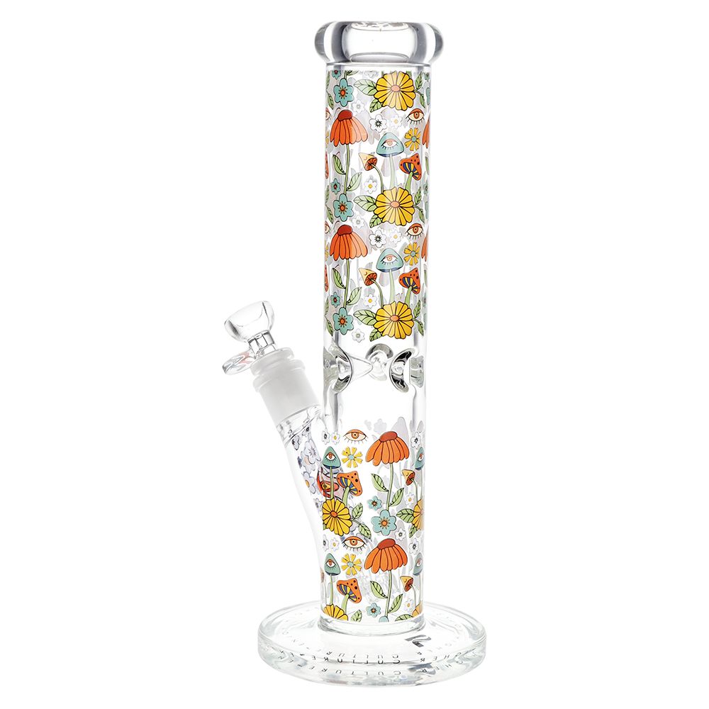 Pulsar Design Series Straight Tube Glass Water Pipe - Flower Vision / 12" / 14mm F - Discreet Smoker