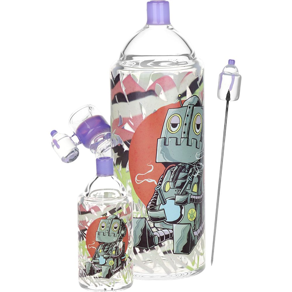 Pulsar Graffiti Series Spray Paint Glass Water Pipe Set / 7.5" / 14mm F - Discreet Smoker