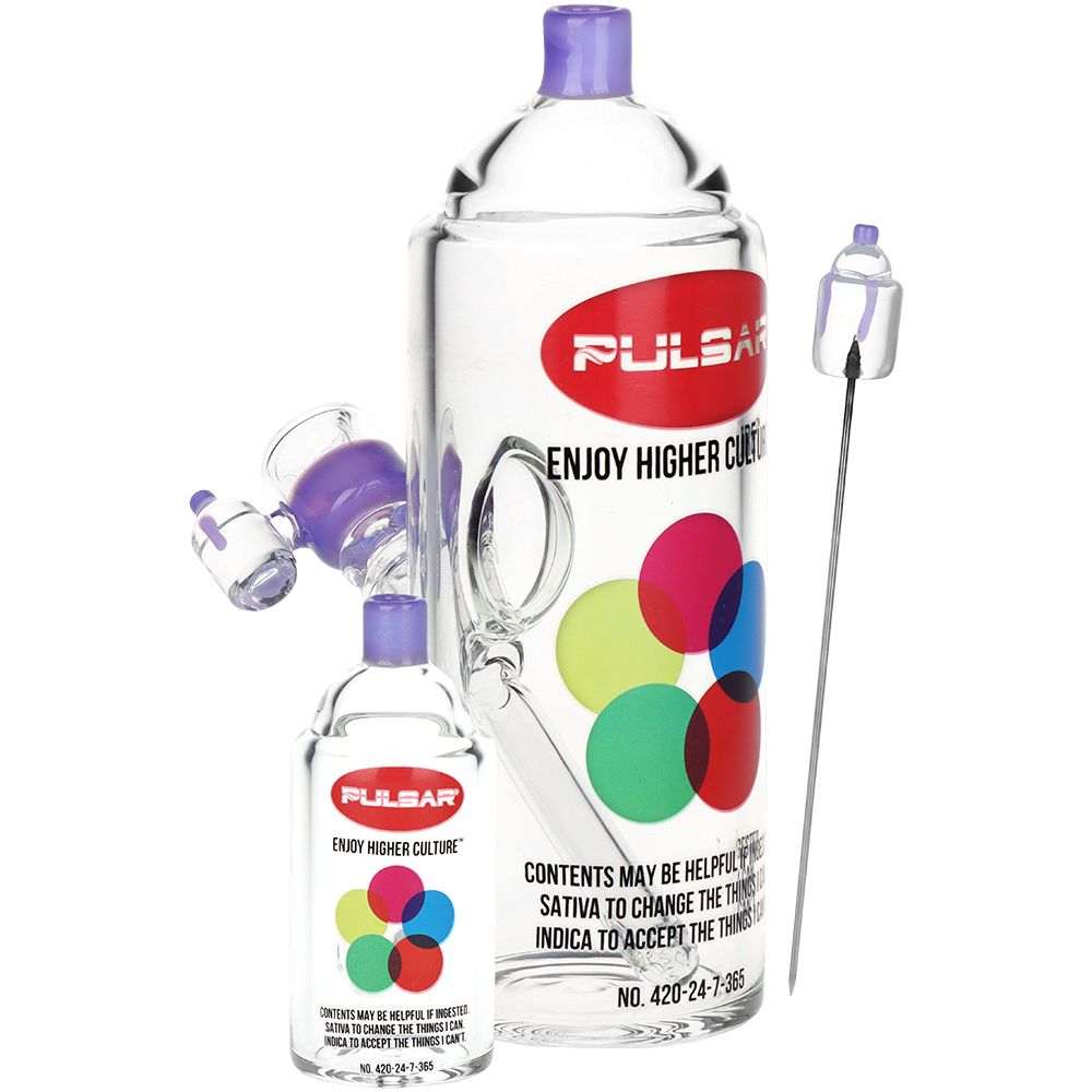 Pulsar Graffiti Series Spray Paint Glass Water Pipe Set / 7.5" / 14mm F - Discreet Smoker
