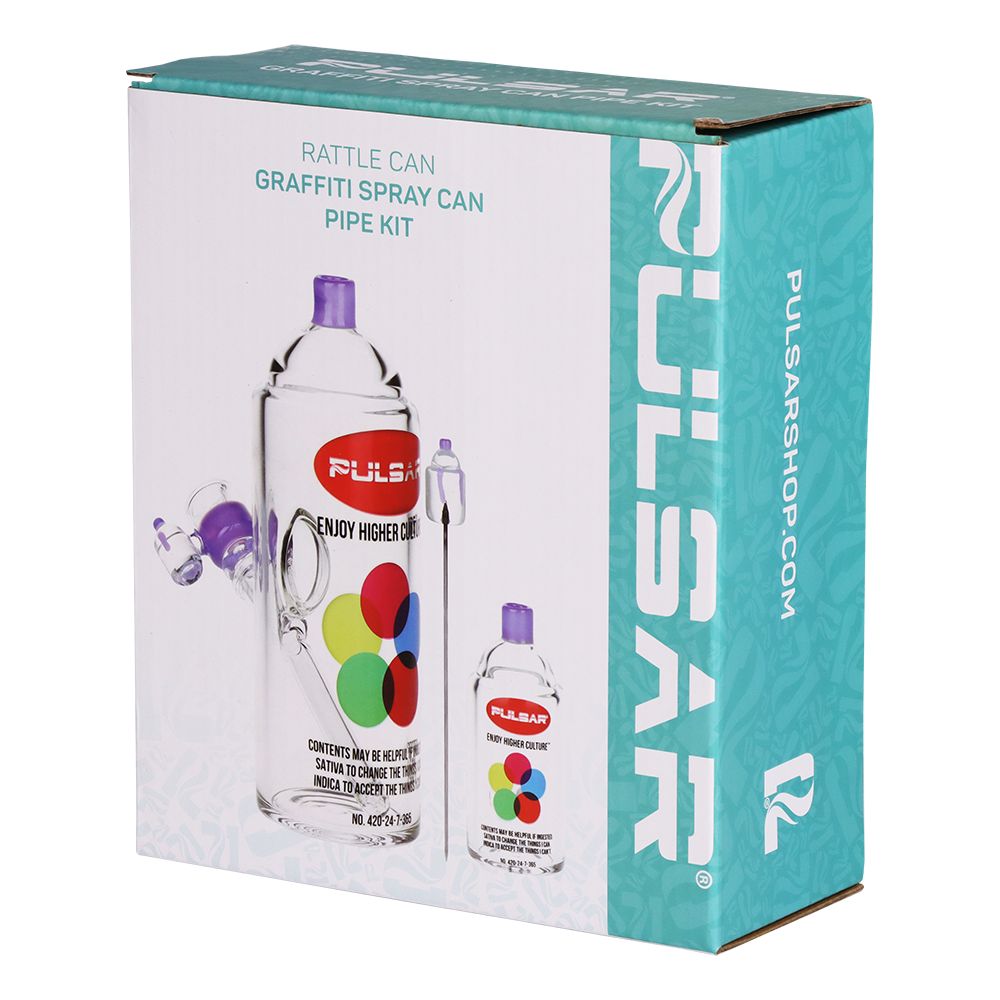 Pulsar Graffiti Series Spray Paint Glass Water Pipe Set / 7.5" / 14mm F - Discreet Smoker
