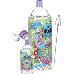 Pulsar Graffiti Series Spray Paint Glass Water Pipe Set / 7.5" / 14mm F - Discreet Smoker