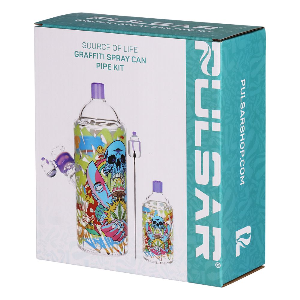 Pulsar Graffiti Series Spray Paint Glass Water Pipe Set / 7.5" / 14mm F - Discreet Smoker