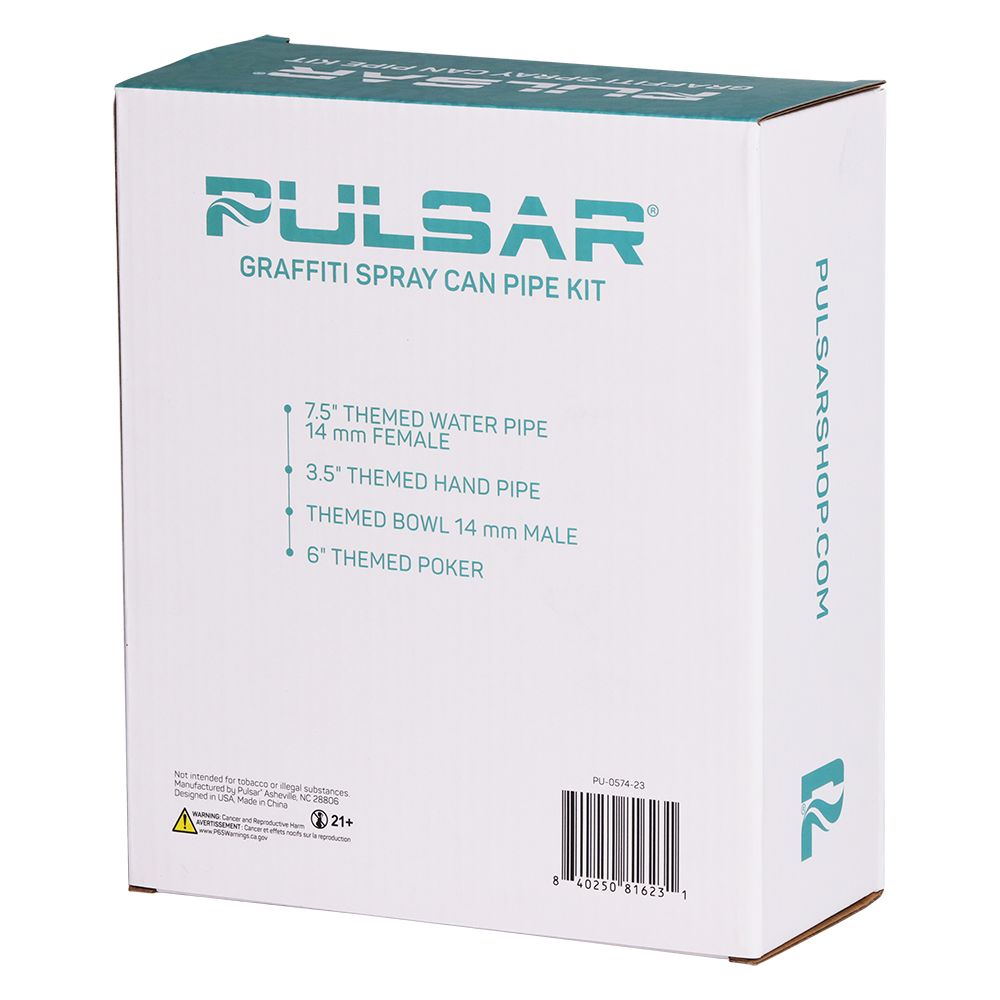 Pulsar Graffiti Series Spray Paint Glass Water Pipe Set / 7.5" / 14mm F - Discreet Smoker