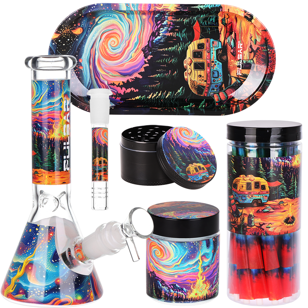 Pulsar Design Series Beaker Water Pipe Smoker's Kit | 7.75" - Discreet Smoker