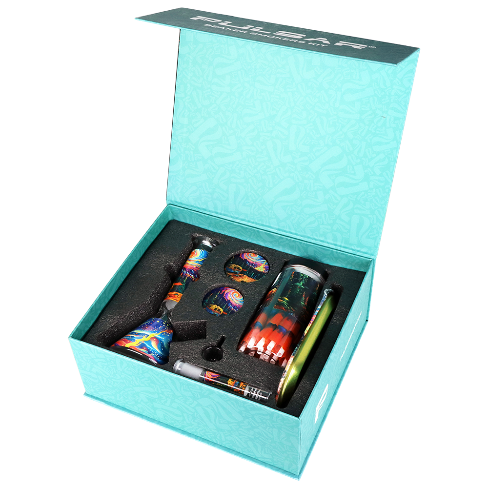 Pulsar Design Series Beaker Water Pipe Smoker's Kit | 7.75" - Discreet Smoker